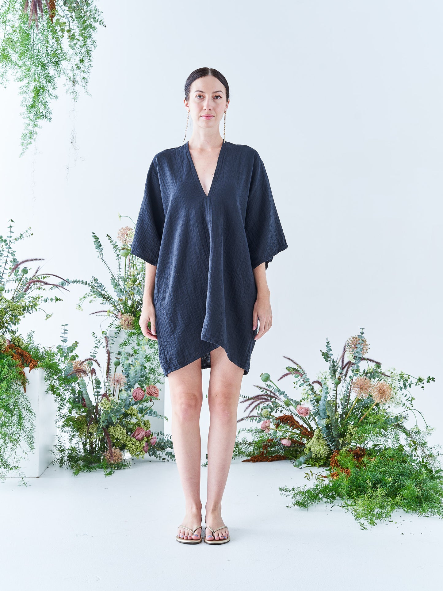 Nina Mini Kaftan in Black