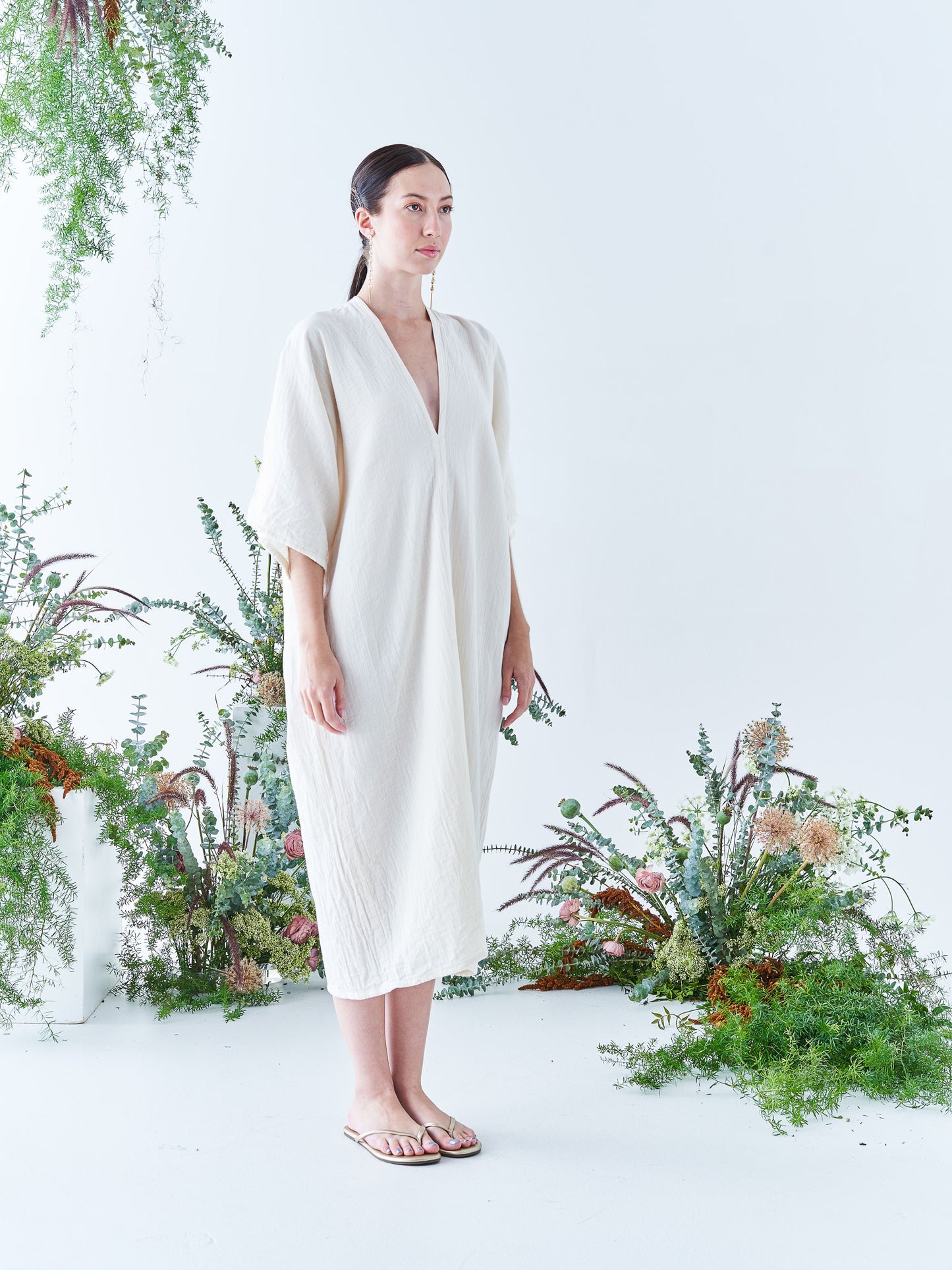 Nina Midi Kaftan in Cream