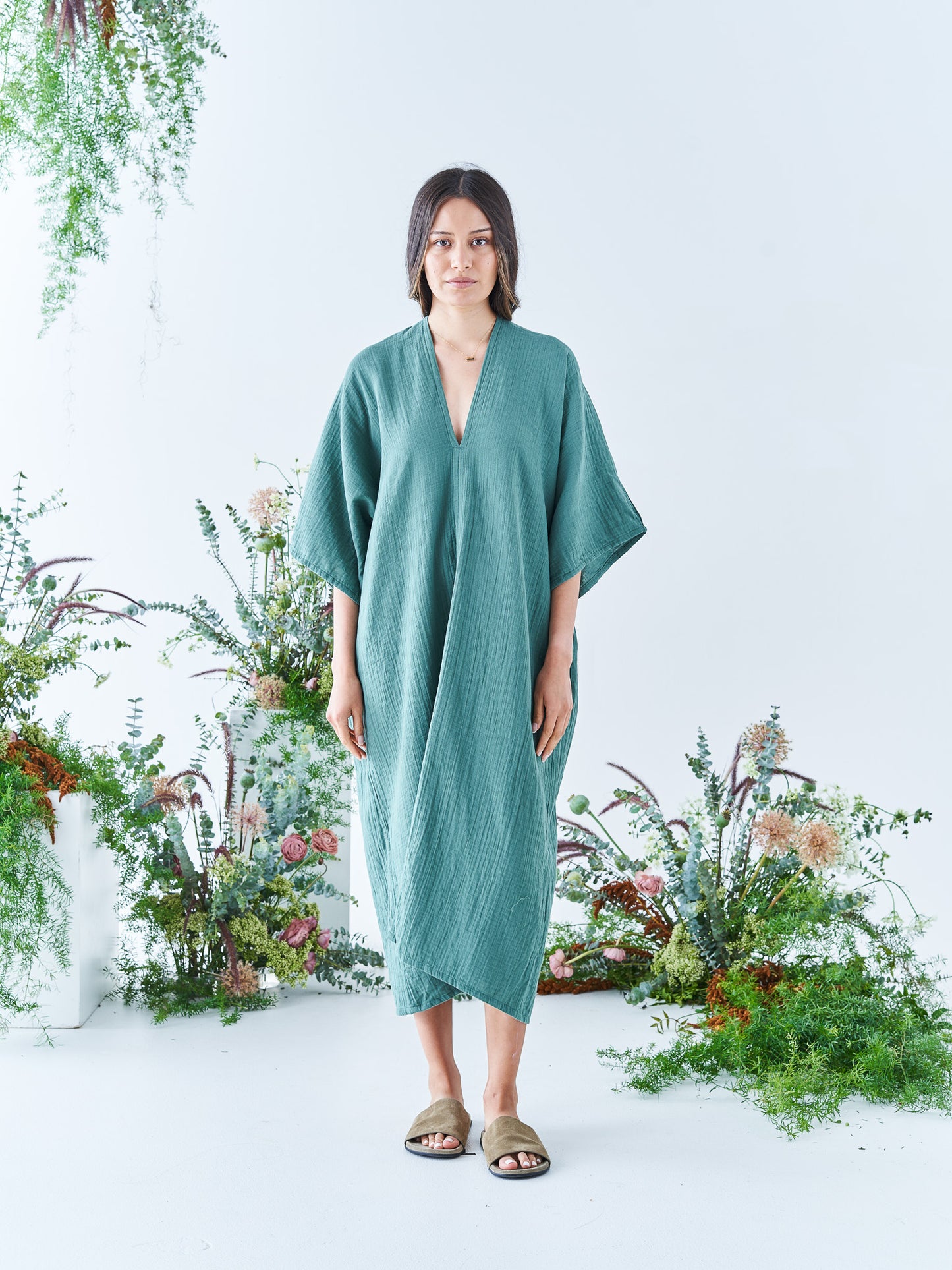 Nina Midi Kaftan in Emerald