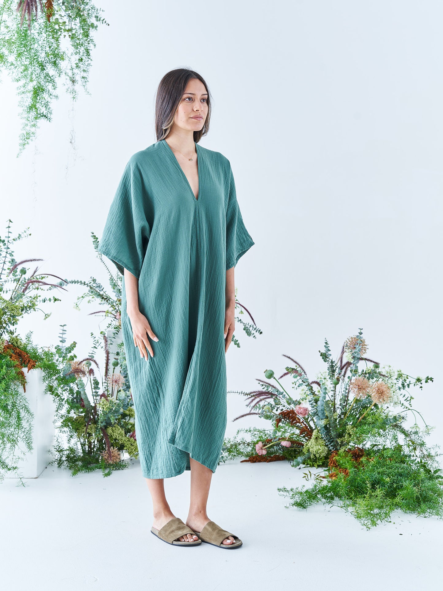 Nina Midi Kaftan in Emerald