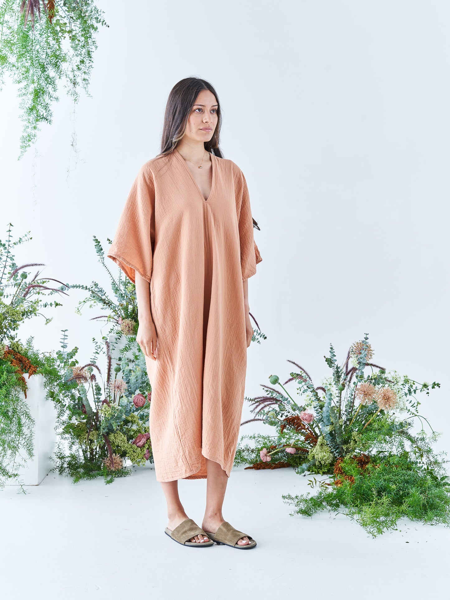 Nina Midi Kaftan in Sandstone
