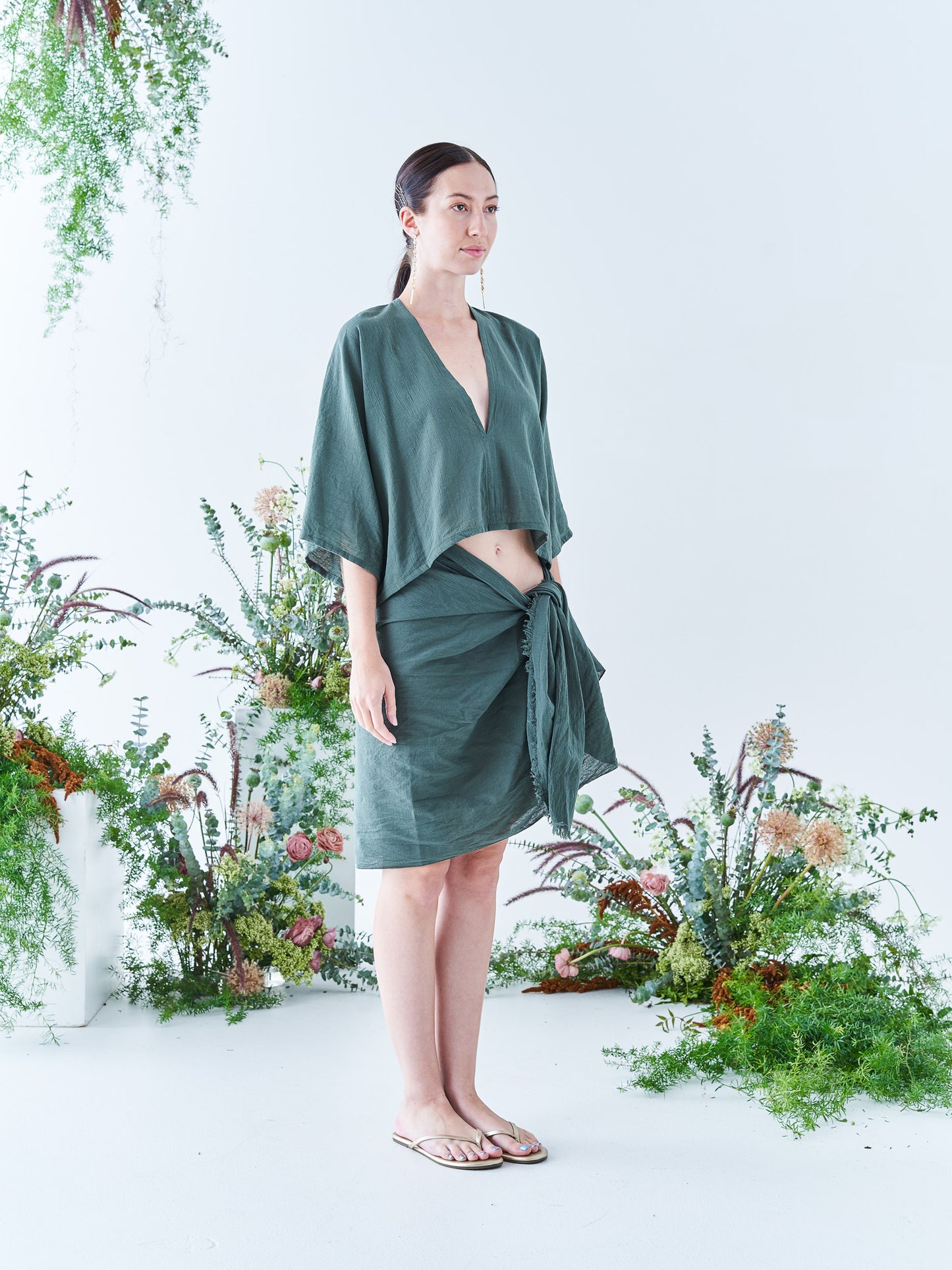 Nina Crop Top in Seaweed
