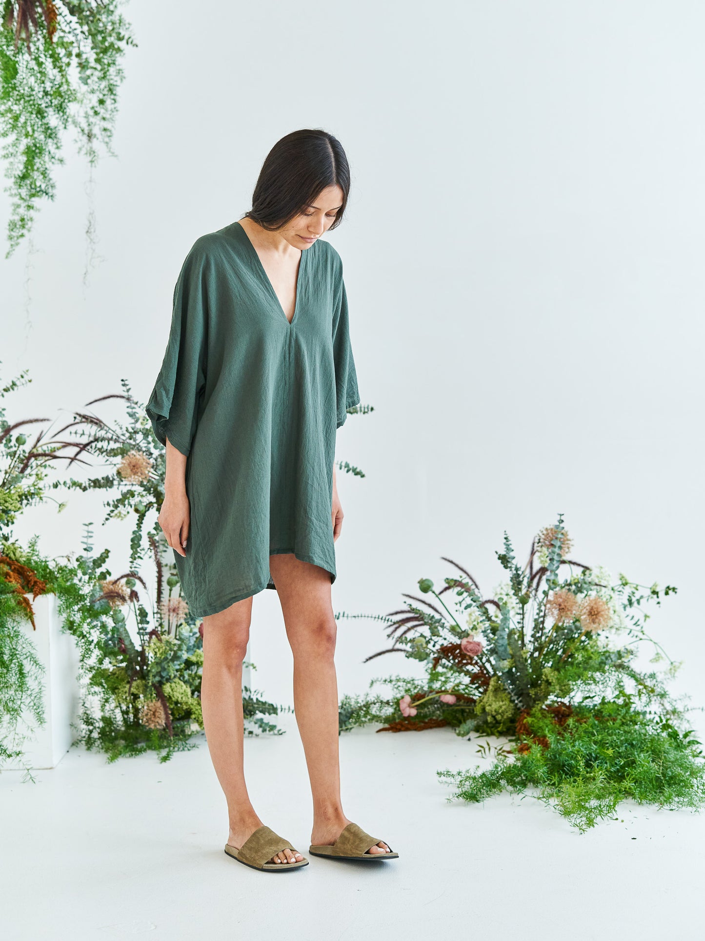 Nina Mini Kaftan in Seaweed