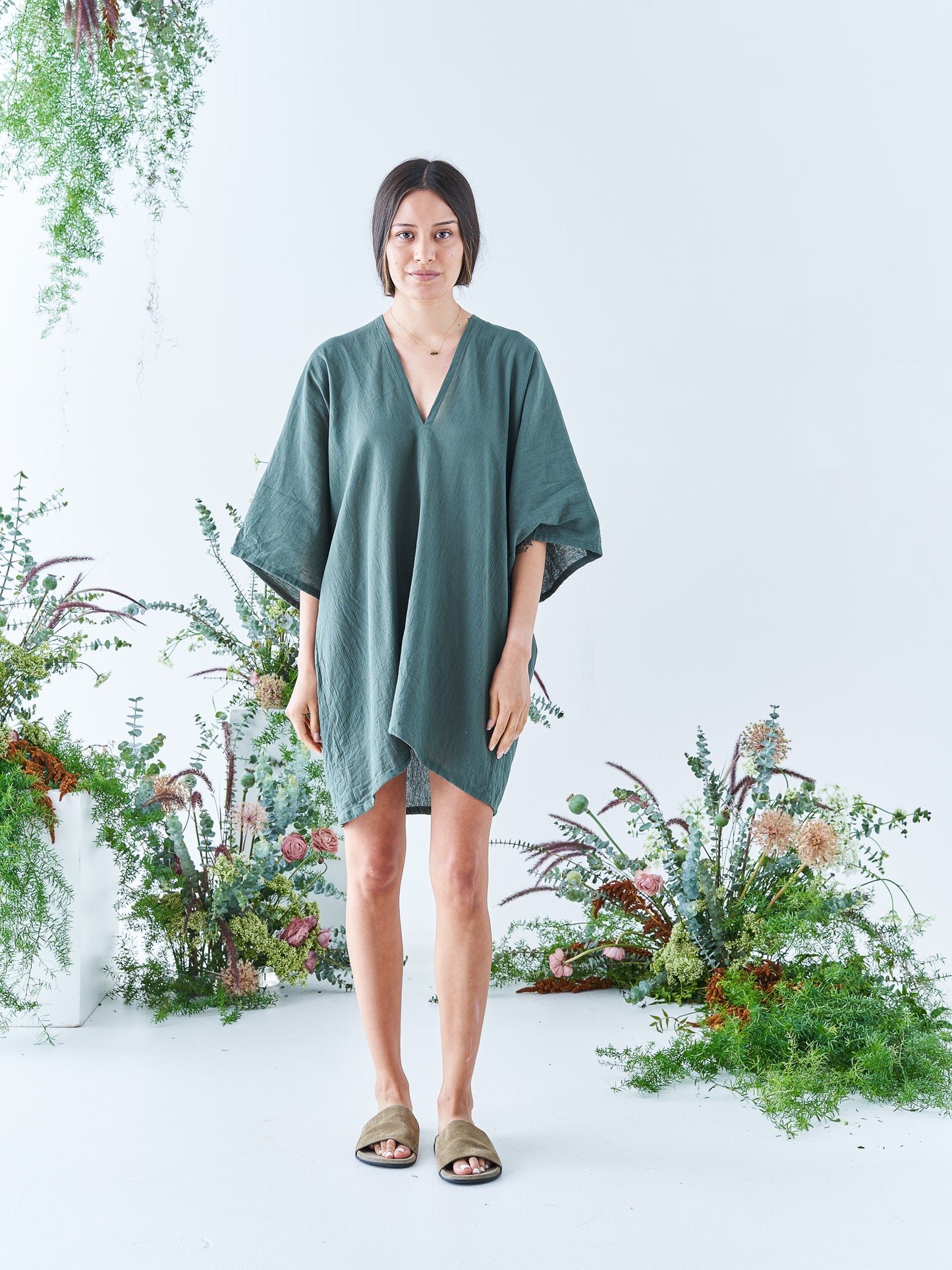 Nina Mini Kaftan in Seaweed