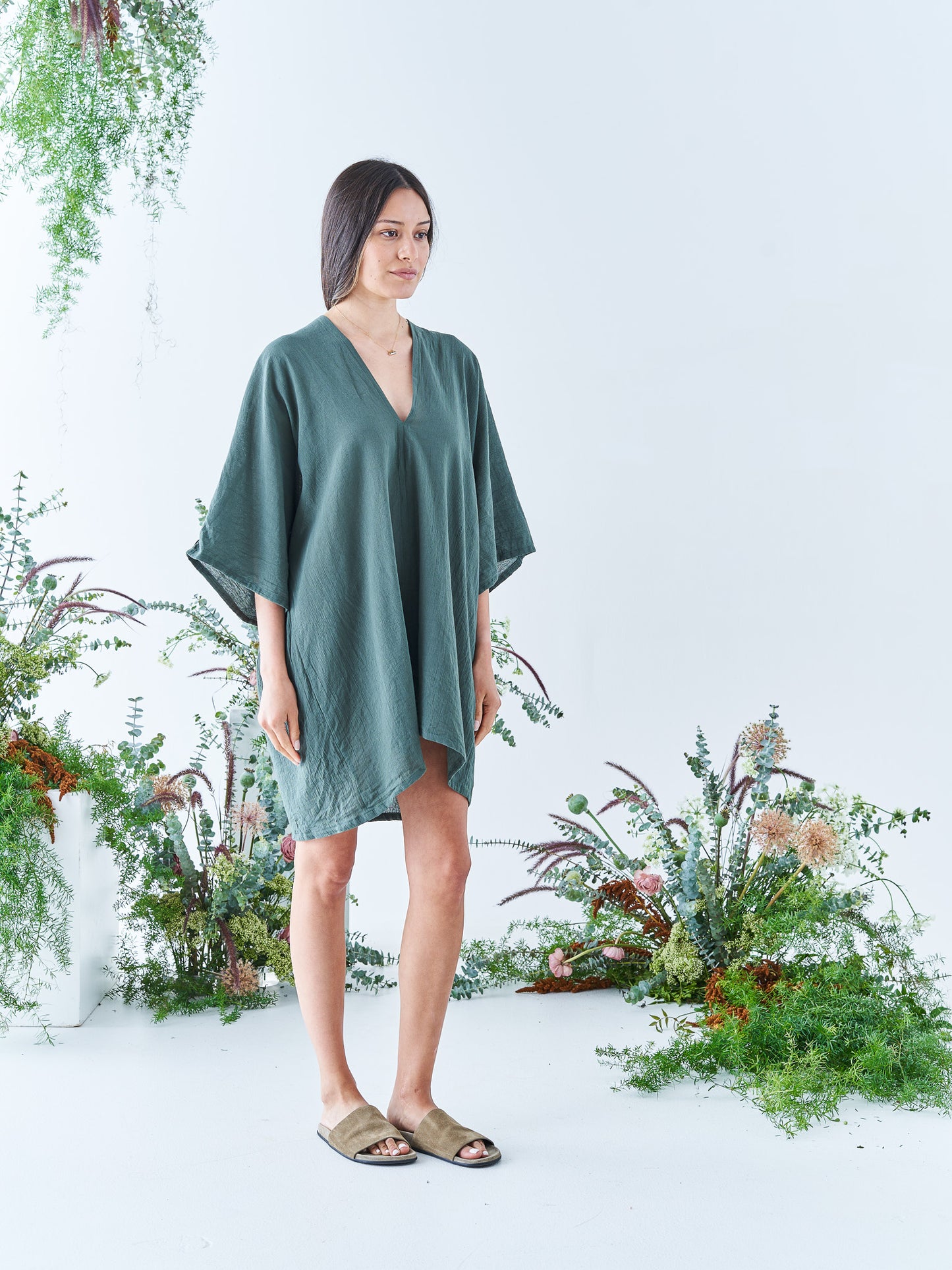 Nina Mini Kaftan in Seaweed