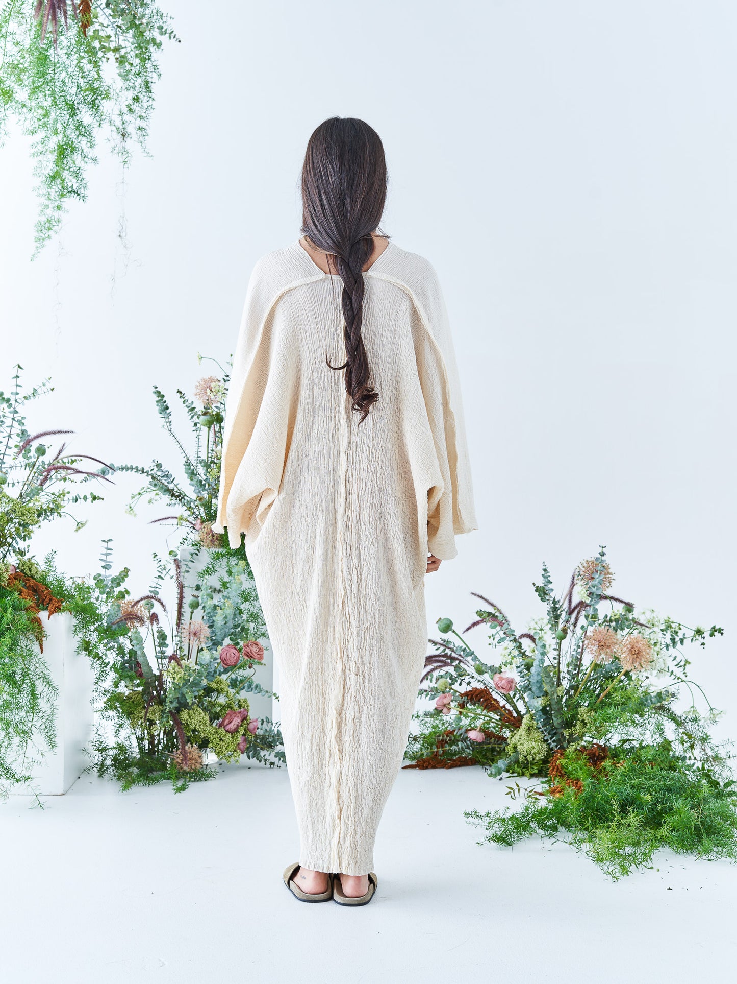 Nina Midi Kaftan in Natural Sile Bezi