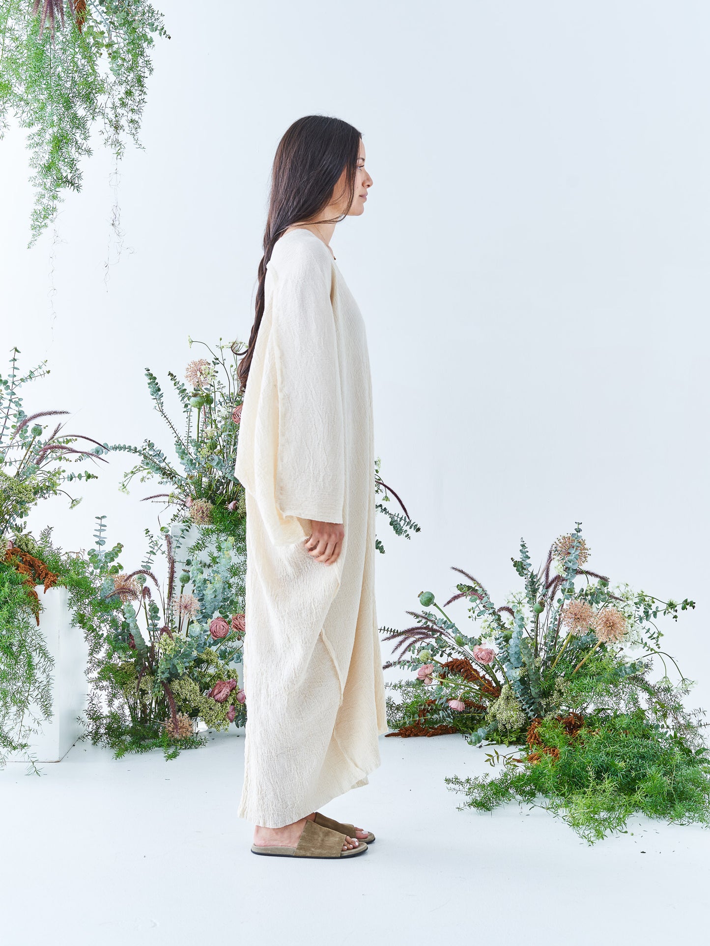 Nina Midi Kaftan in Natural Sile Bezi