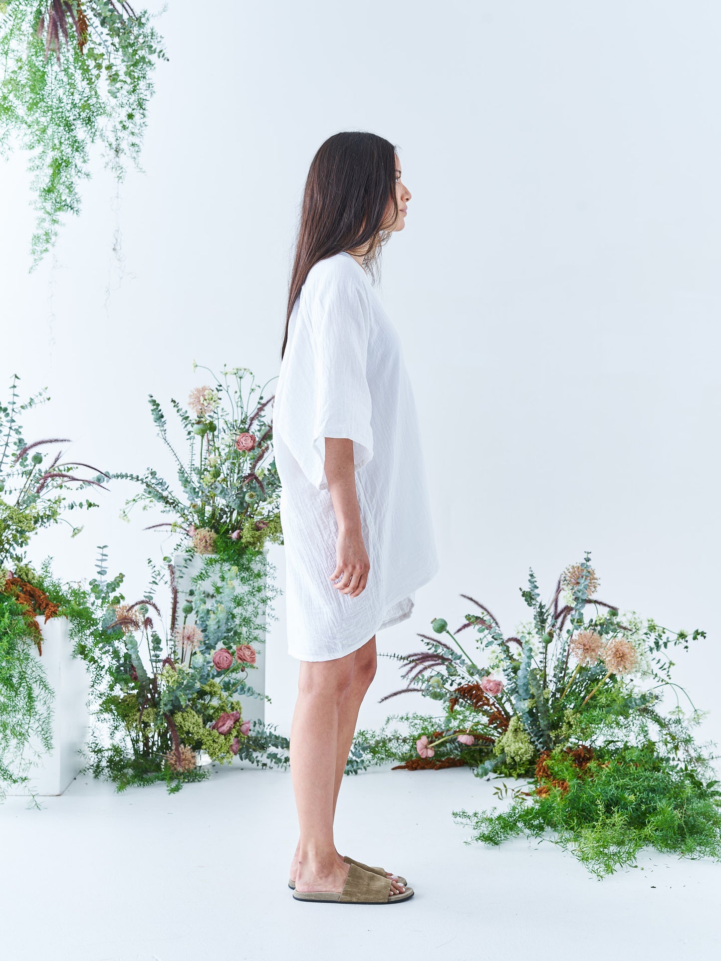 Nina Mini Kaftan in White