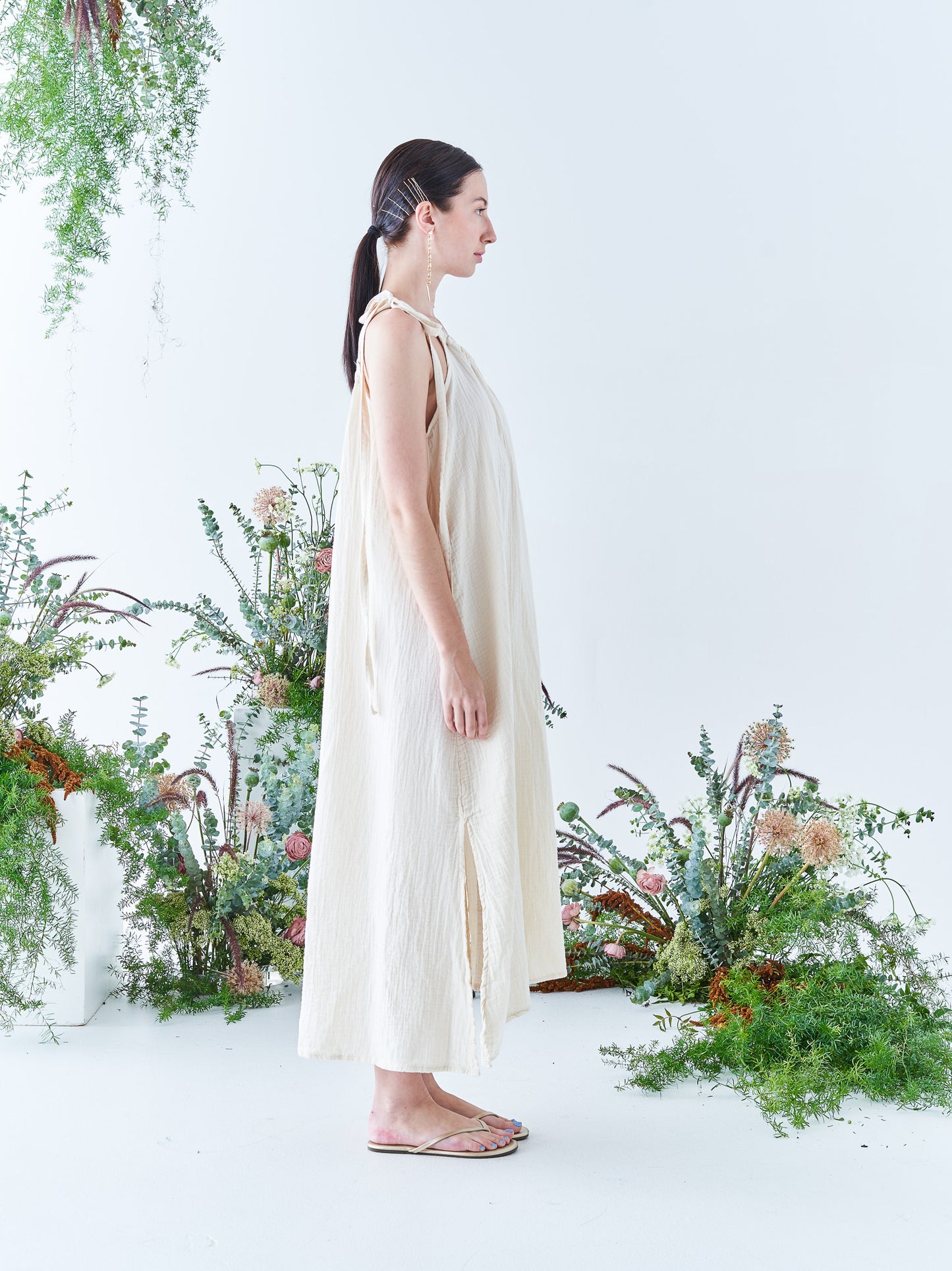 One Shoulder Summer Dress in Cream