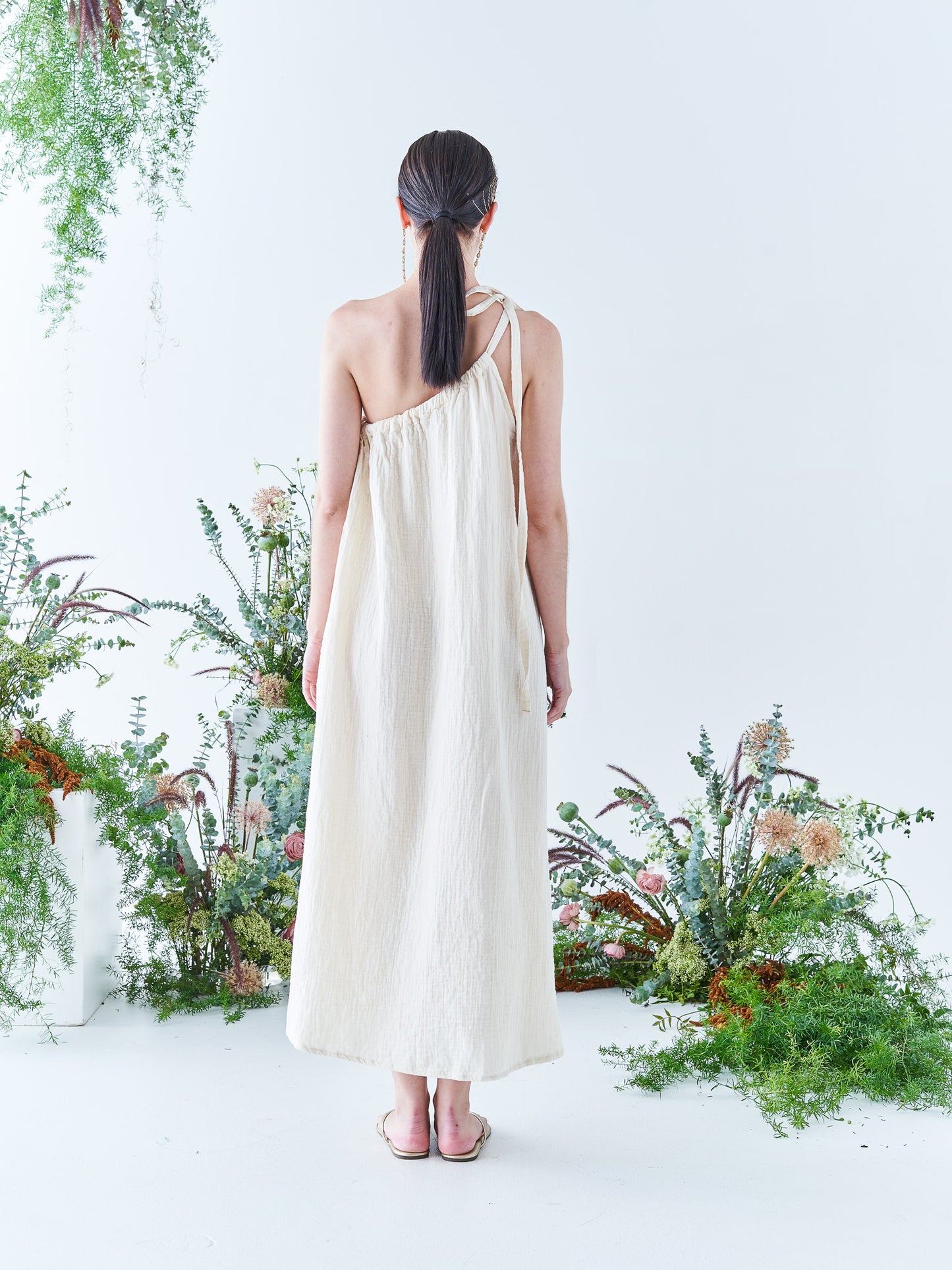 One Shoulder Summer Dress in Cream
