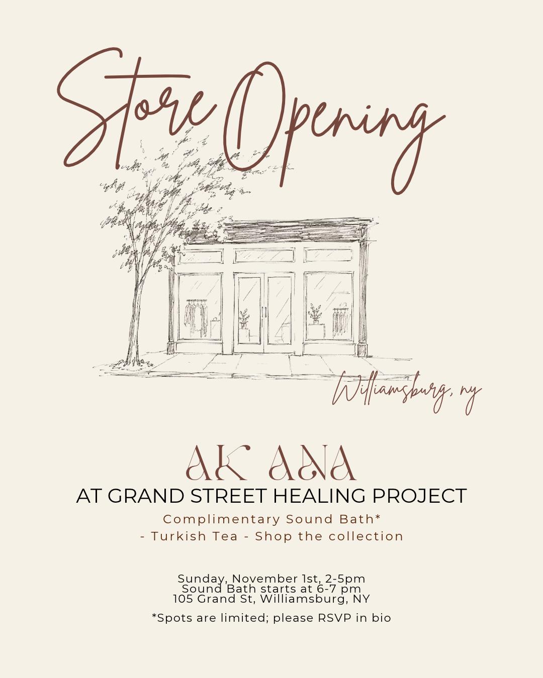 FREE AK ANA STORE OPENING SOUND BATH - NOV 1