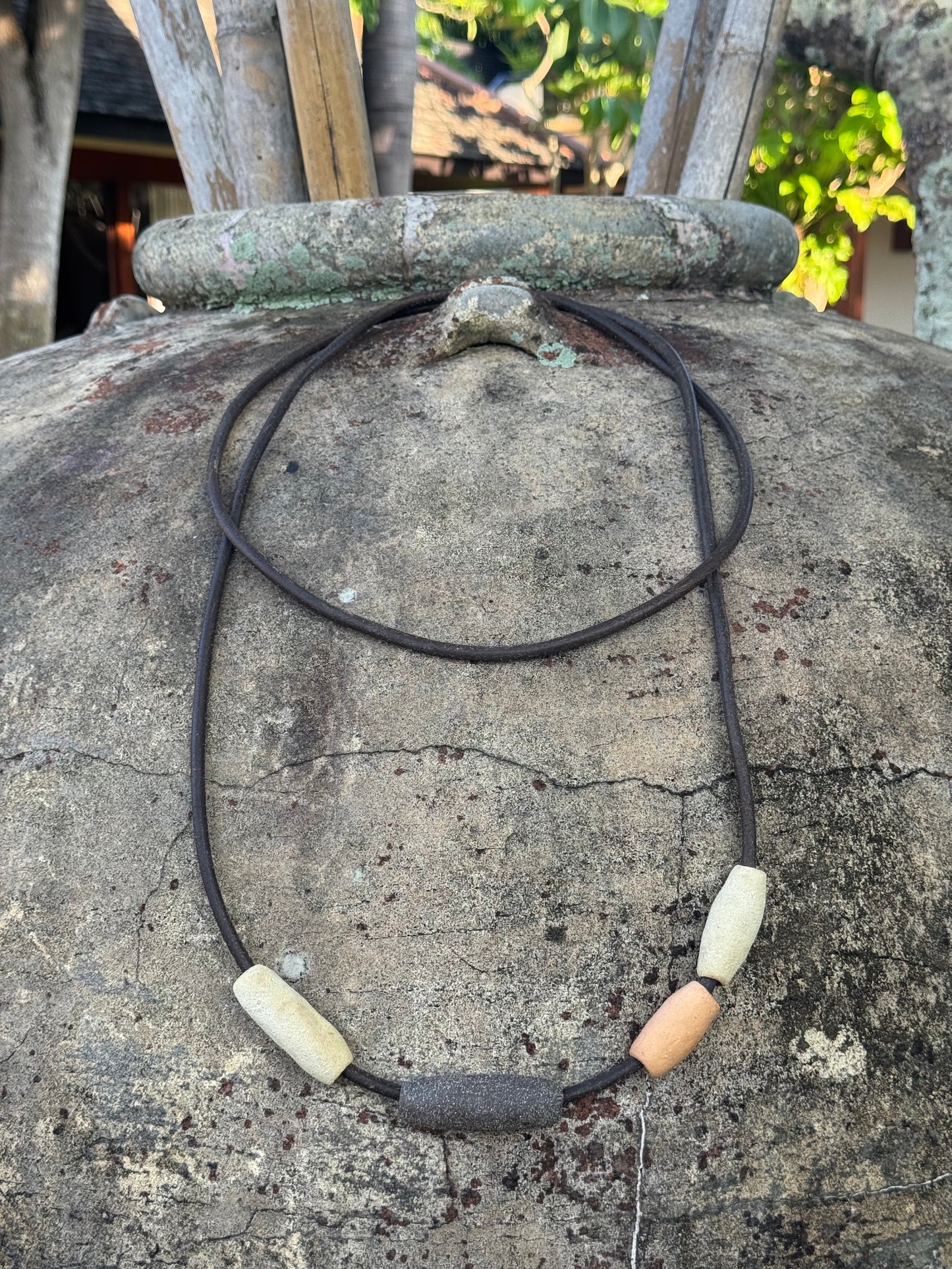 Dark Brown Leather Loop Necklace