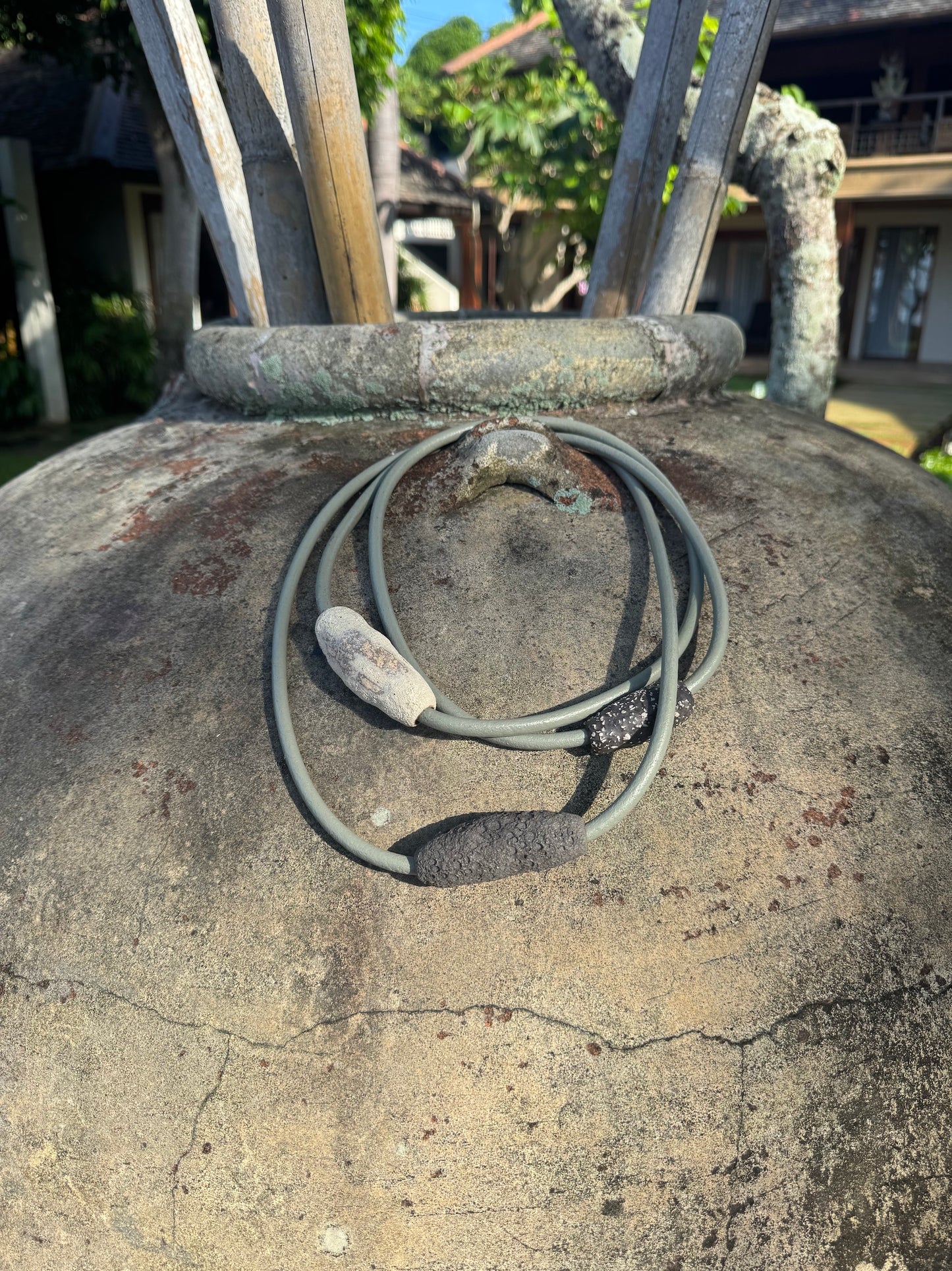 Sage Green Leather Loop Necklace
