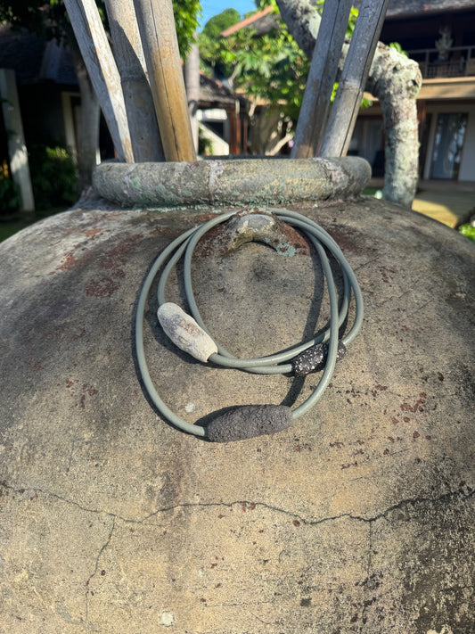 Sage Green Leather Loop Necklace