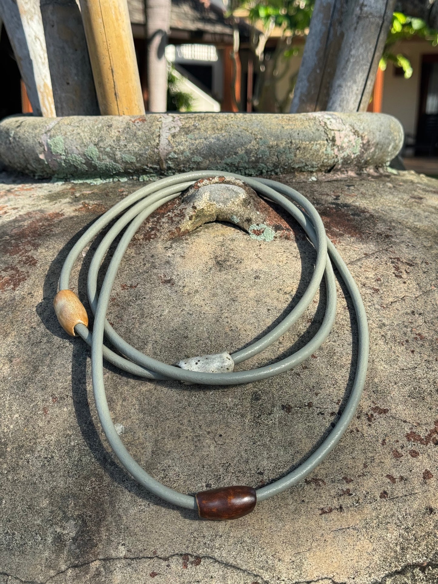 Sage Green Leather Loop Necklace