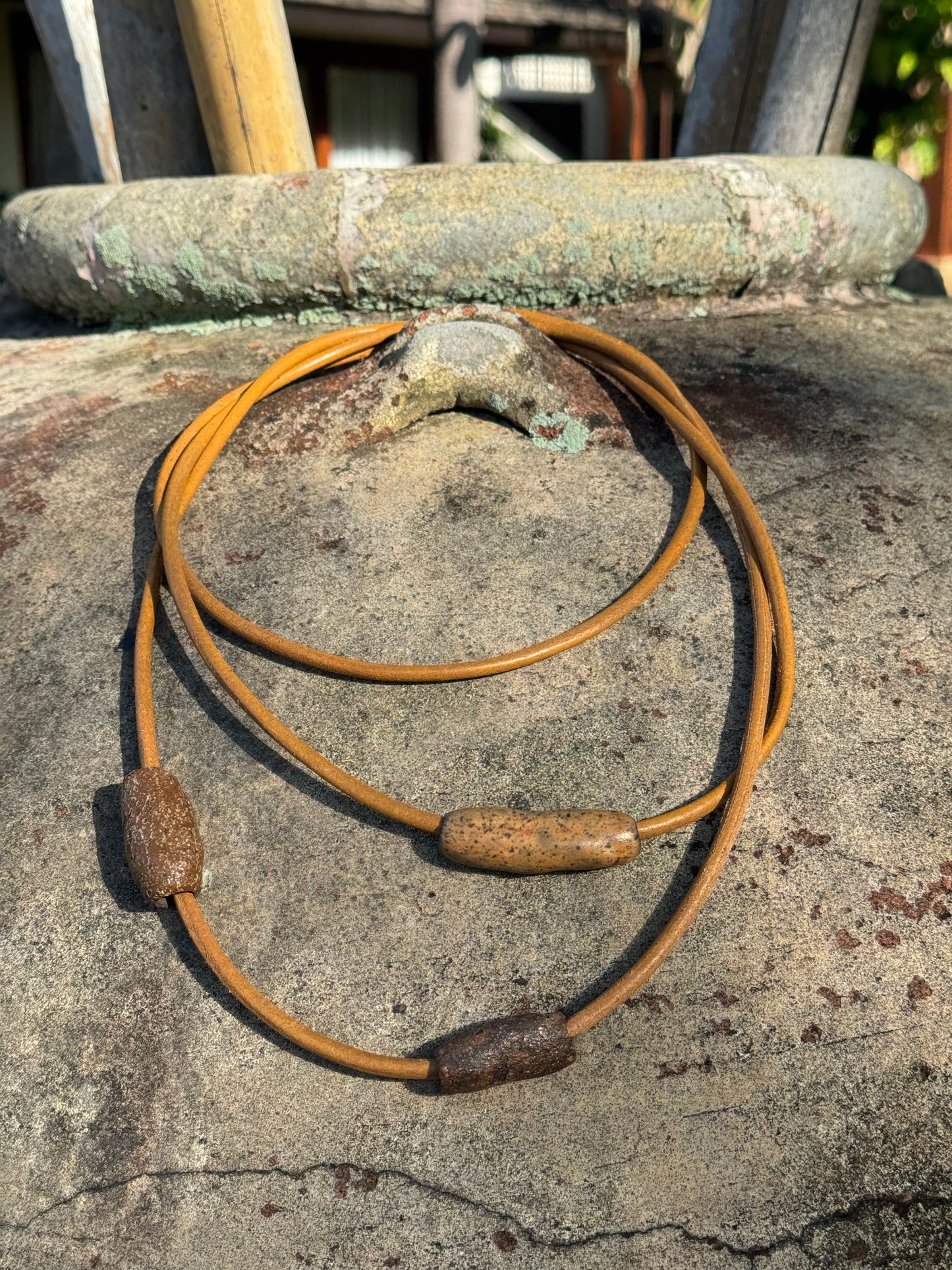 Tan Leather Loop Necklace