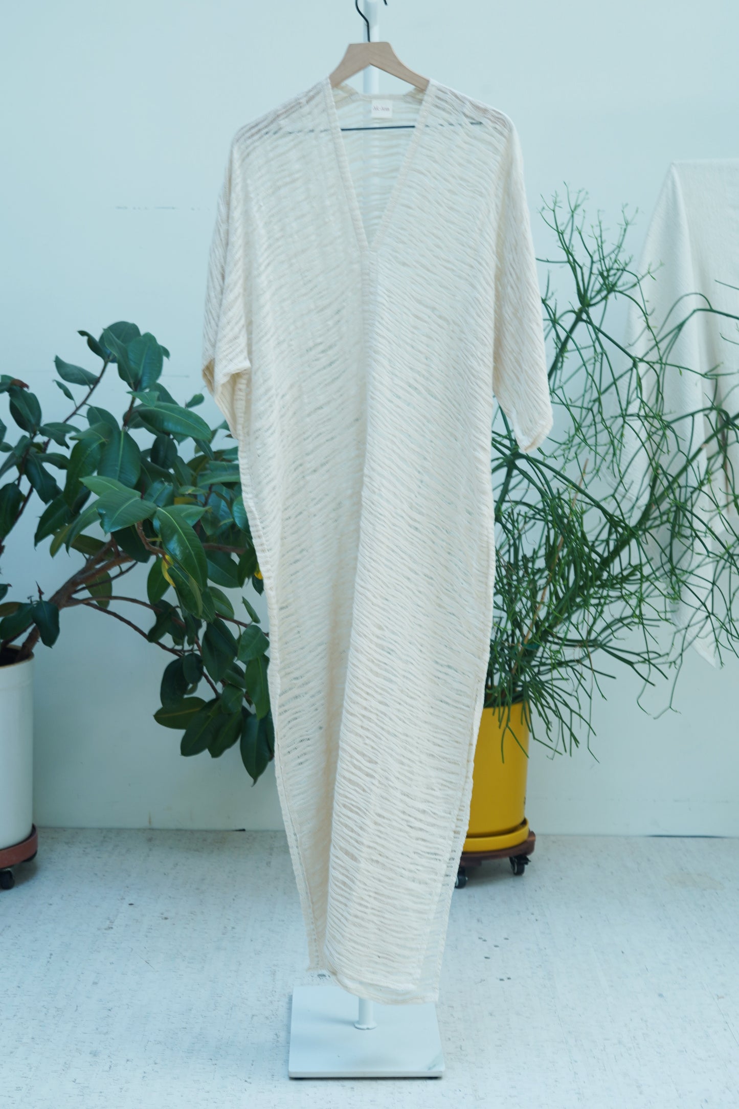 Nina Maxi Kaftan in Cream Open Weave