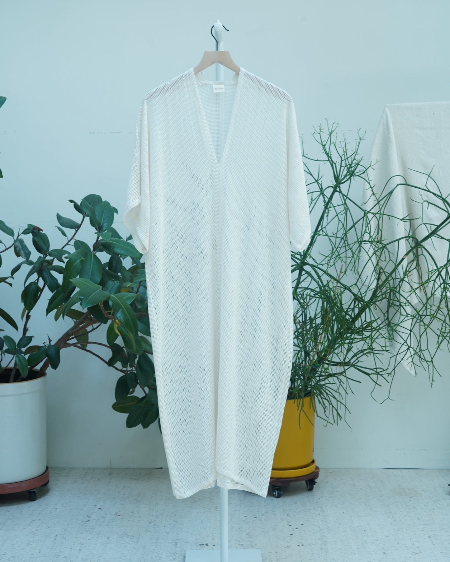 Nina Midi Kaftan in Cream Mesh