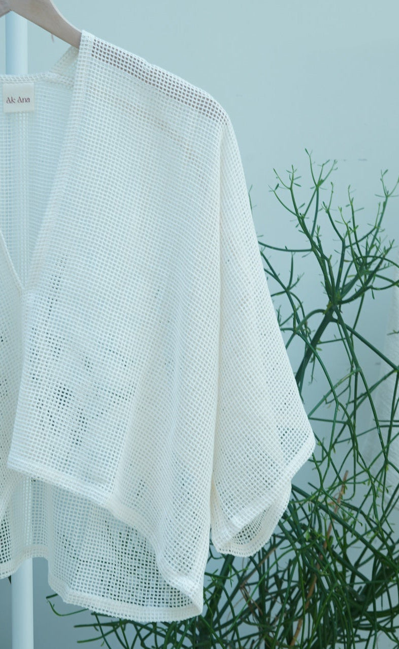 Nina Crop Top in Cream Mesh