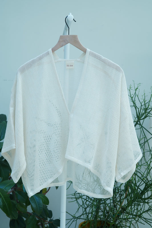 Nina Crop Top in Cream Mesh