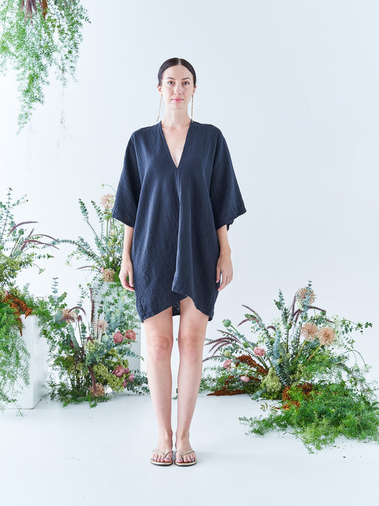 Nina Mini Kaftan in Black