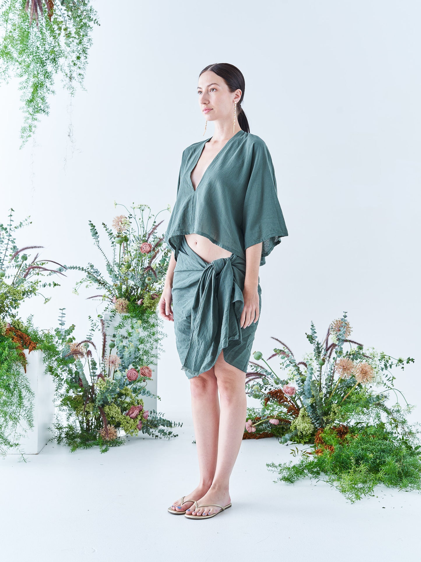 Nina Crop Top in Seaweed