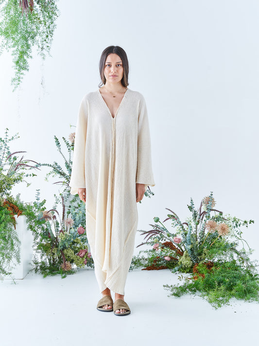 Nina Midi Kaftan in Natural Sile Bezi